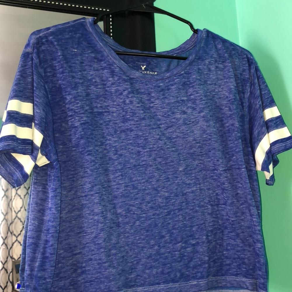 Cropped striped sleeve top